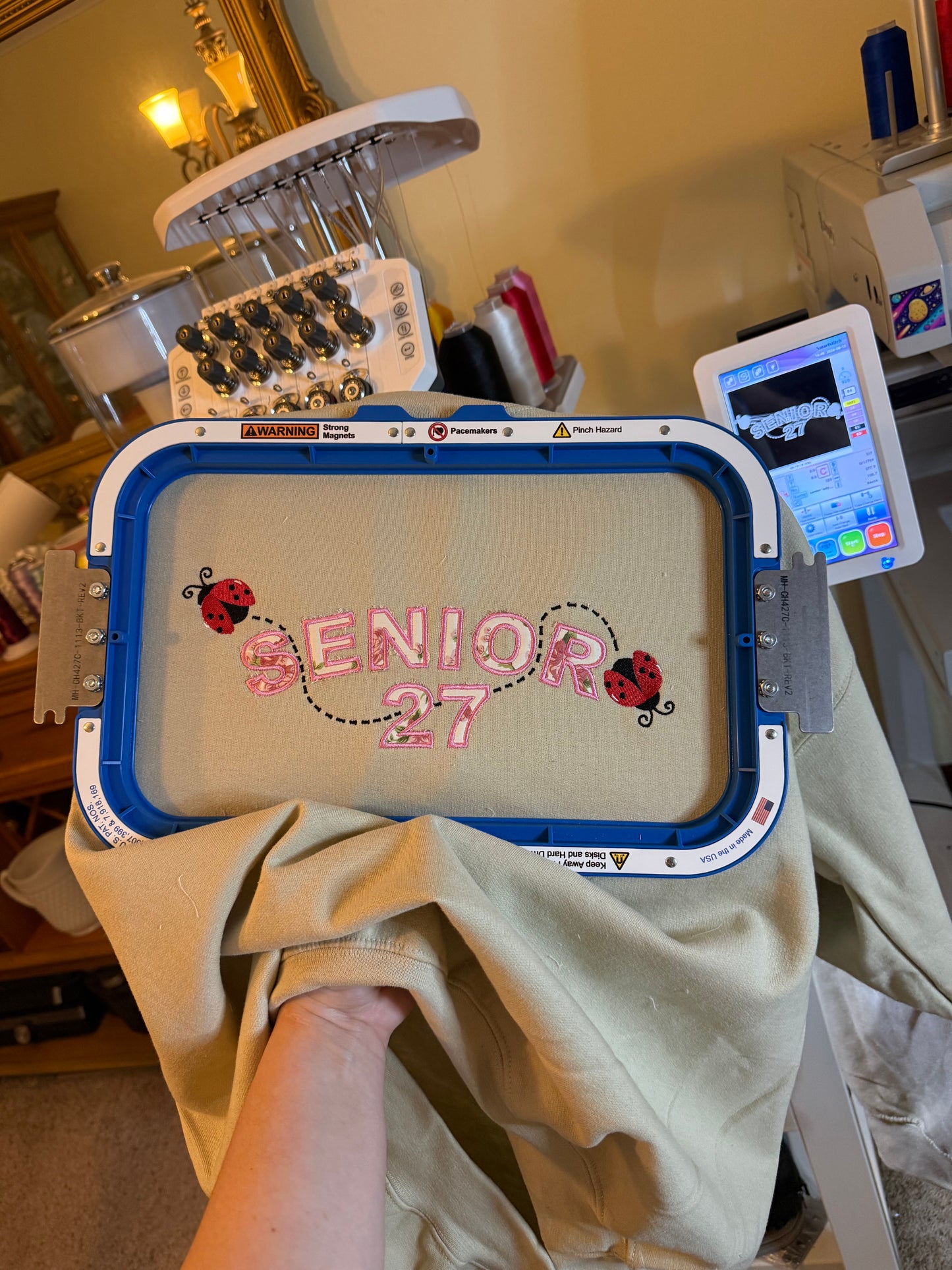 Senior Lady Bug Appliqúe Sweatshirt